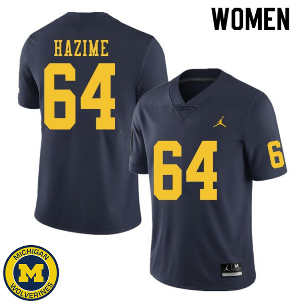 Women's University of Michigan #64 Mahdi Hazime Navy Stitched Football Jersey